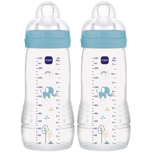 MAM Bottle Easy Active 330Ml Twin Pack - Clear Blue