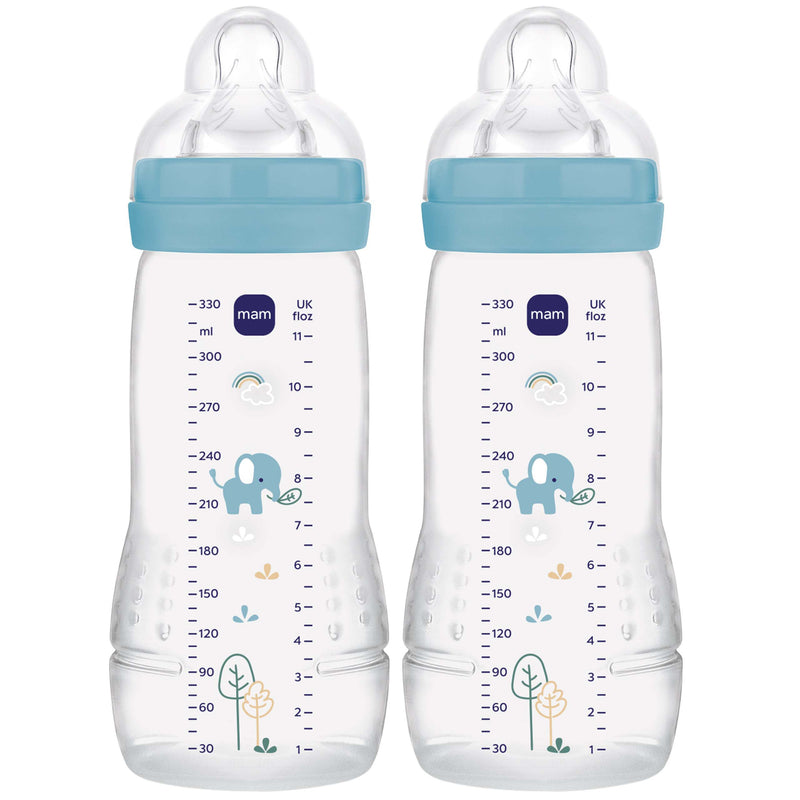 MAM Bottle Easy Active 330Ml Twin Pack - Clear Blue