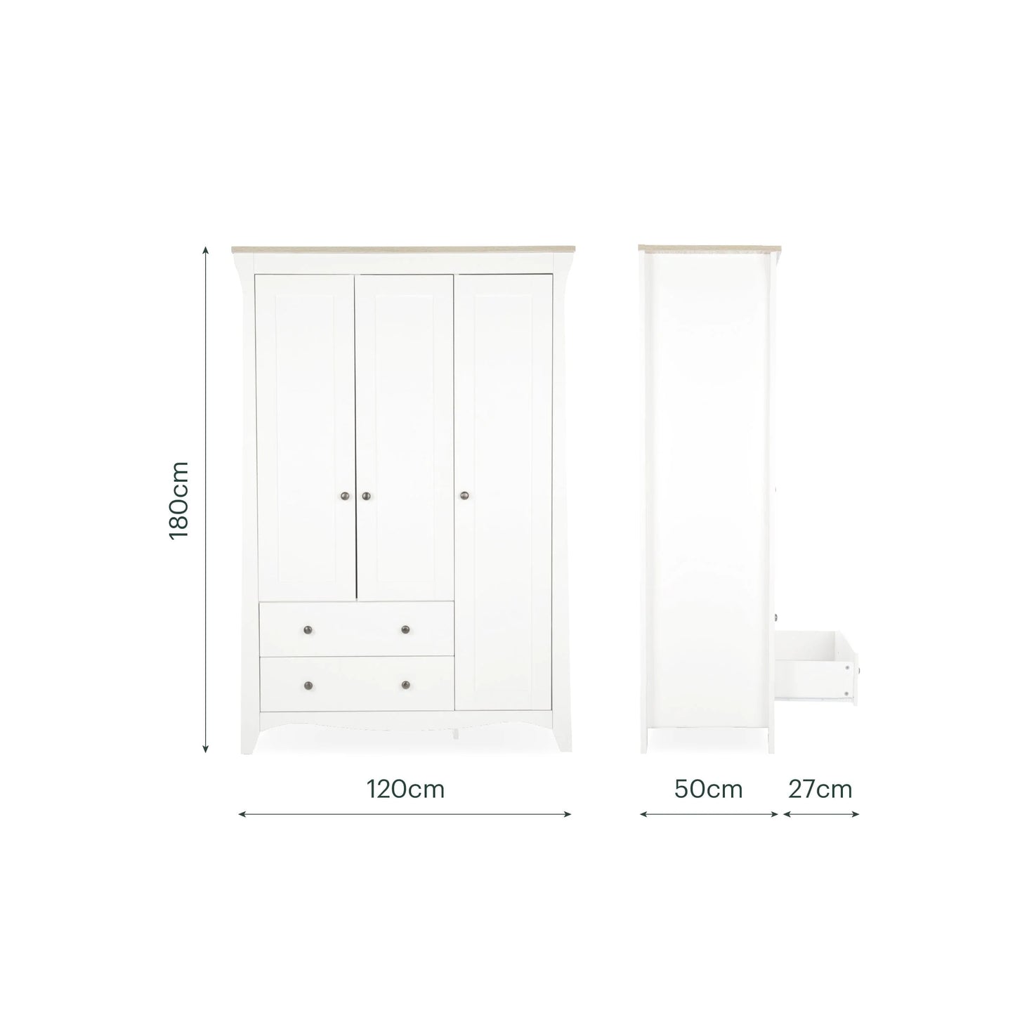 CuddleCo Clara Luxe 3 Piece Furniture Set - White & Ash
