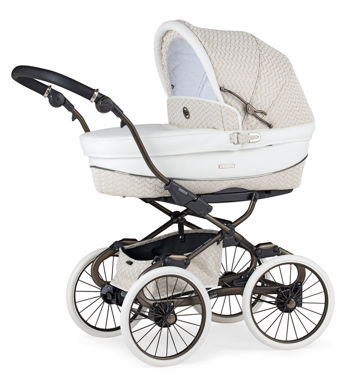 Bebecar Prive Stylo Class+ Travel System Inc I Size Car Seat + Raincover & FREE Changing Bag - Woven White