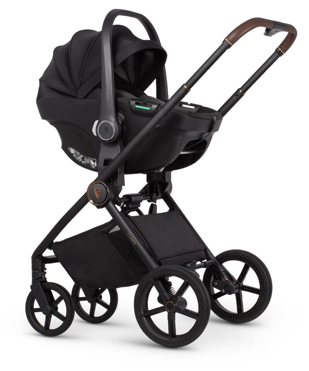 Venicci Claro 3-in-1 Pushchair with Tiago 360 Car Seat and Base Bundle - Vanilla