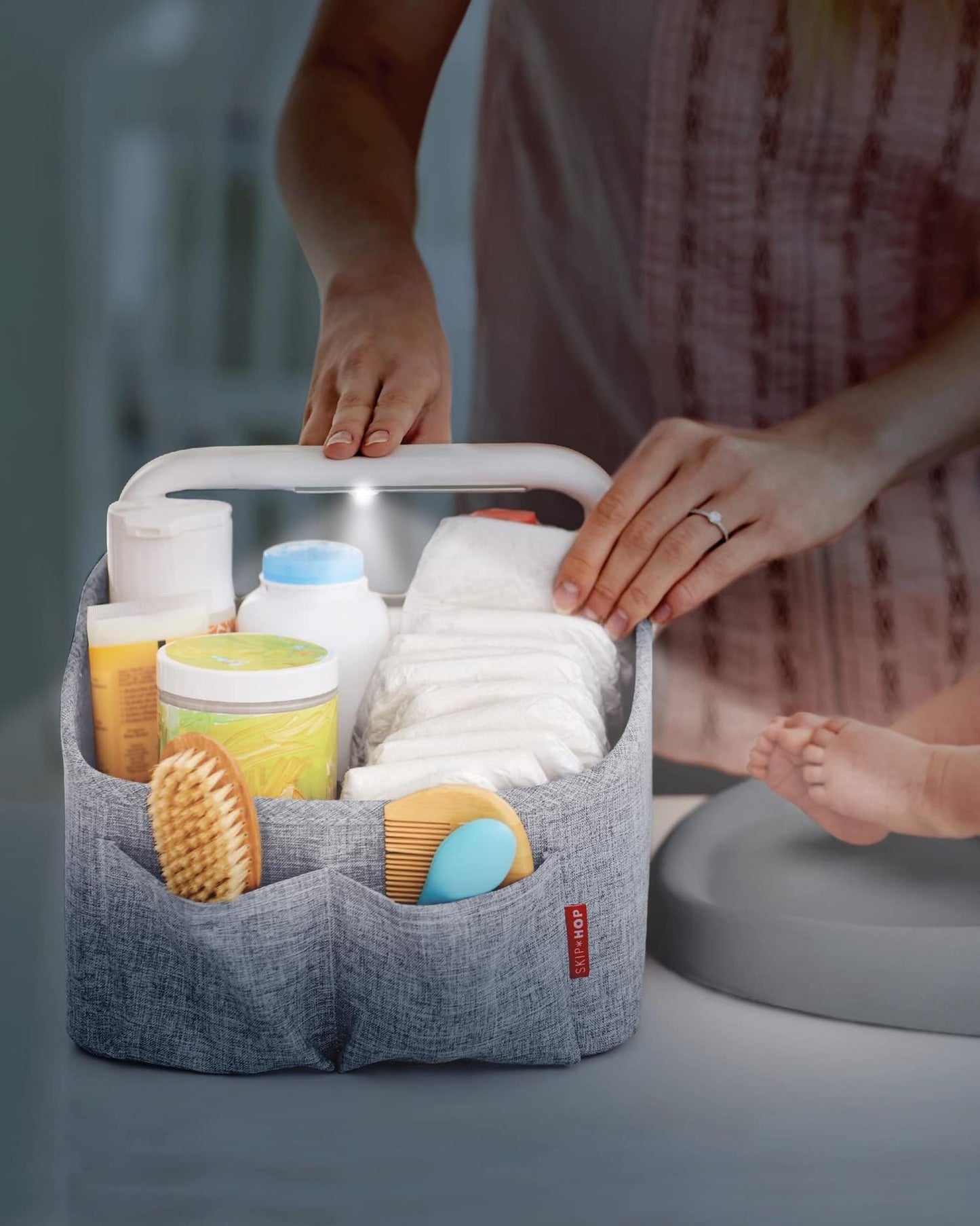 Skip Hop Light Up Diaper Caddy Organiser - Heather Grey