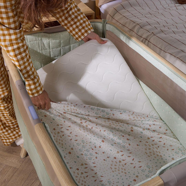 Tutti Bambini Cozee Sense Bedside Crib - Drifted Oak/Eucalyptus