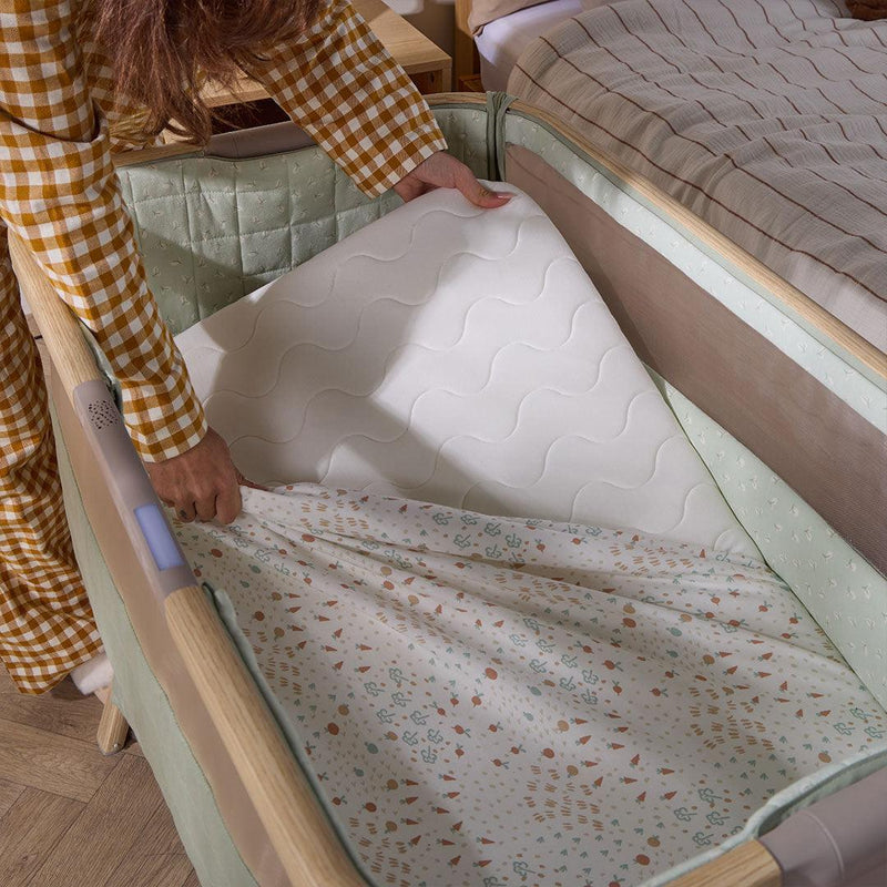 Tutti Bambini Cozee Sense Bedside Crib - Drifted Oak/Eucalyptus