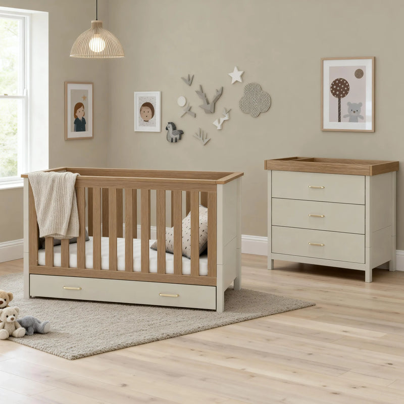 Babymore Mira 2 Piece Nursery Room Set – Cashmere Warm Oak