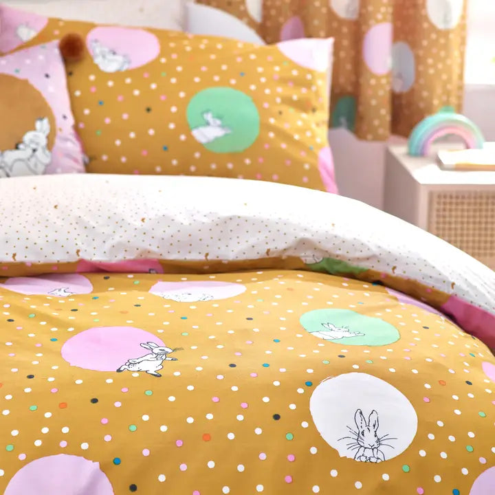 Dotty Peter Rabbit Toddler Bed Duvet Cover Set 140 x 70cm - Ochre