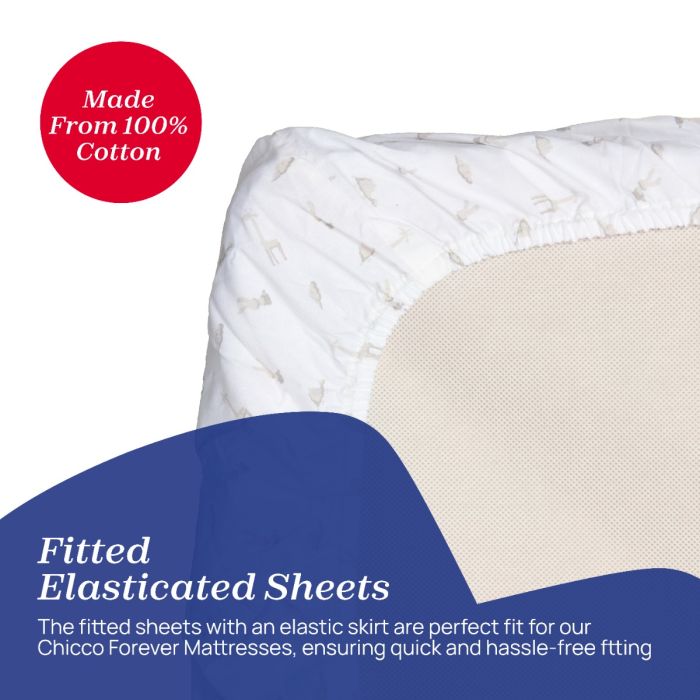 Chicco Next2Me Cotton Forever Cot Sheet 2 Pack - Cloud