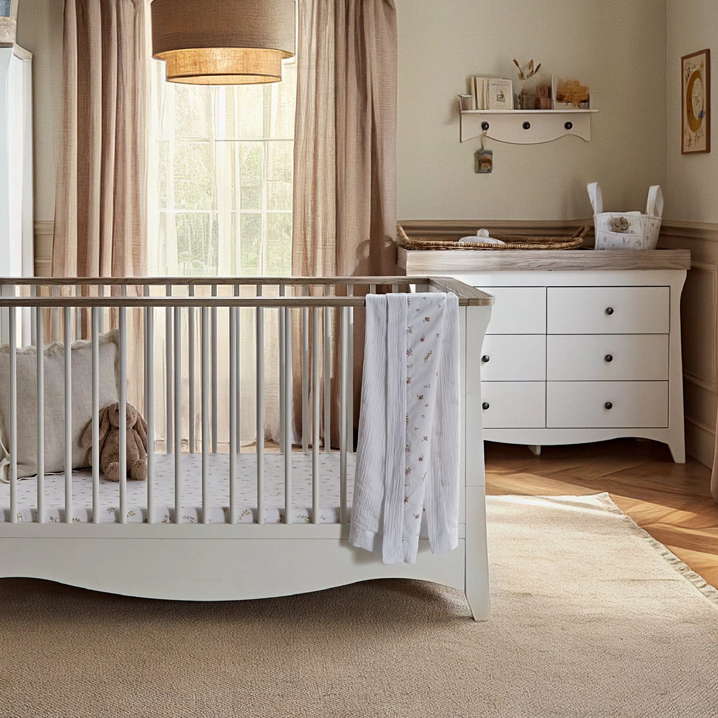 CuddleCo Clara Luxe 2 Piece Furniture Set - White & Ash