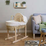 Clair De Lune Dimple Palm Moses Basket + Rocking Stand - Cream