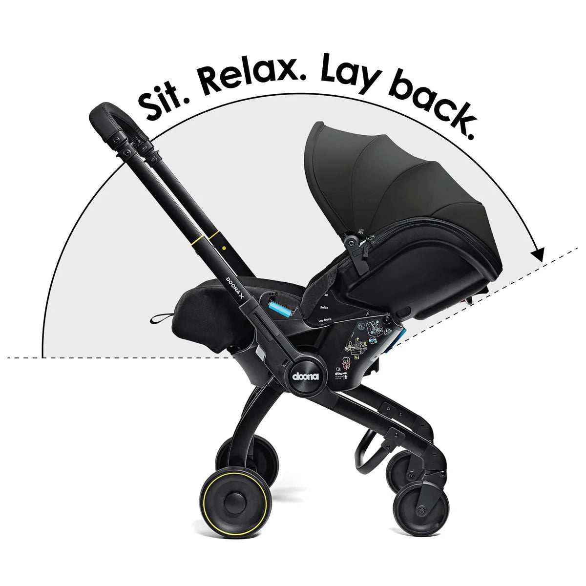 Doona X Recline Car Seat & Stroller with Isofix Base & Rain Cover Bundle - Nitro Black + FREE Essentials Bag Worth £54.99!