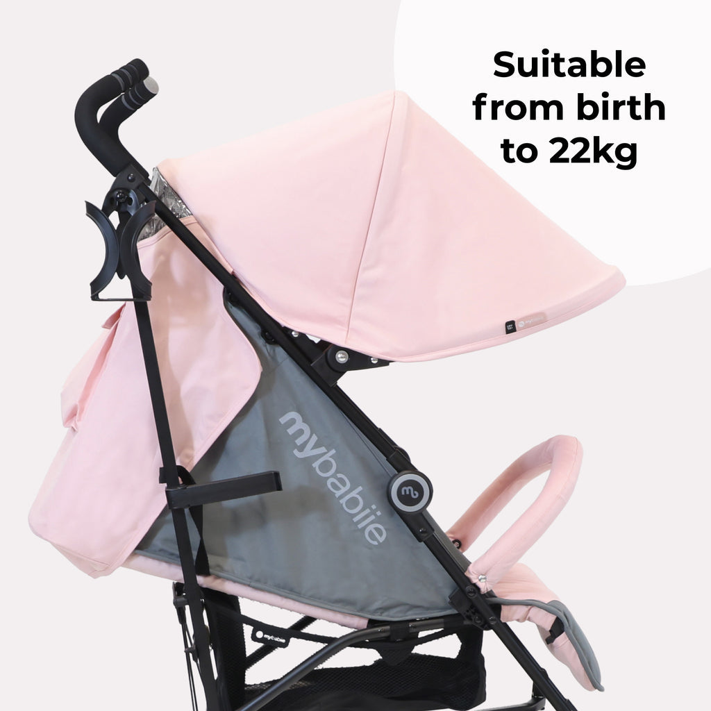 My Babiie MB02 Lightweight Stroller - Pink/Grey