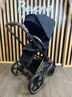 PRE LOVED Cybex Priam 3in1 Travel System + EX DISPLAY COT LUX - Sepia Black on Rose Gold