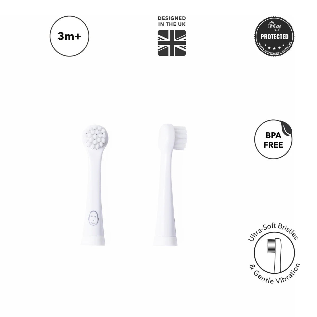 Matchstick Monkey Baby Electric Sonic Toothbrush Replacement Heads (2 Pack)