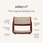 SnuzPod5 Bedside Crib - Rouge