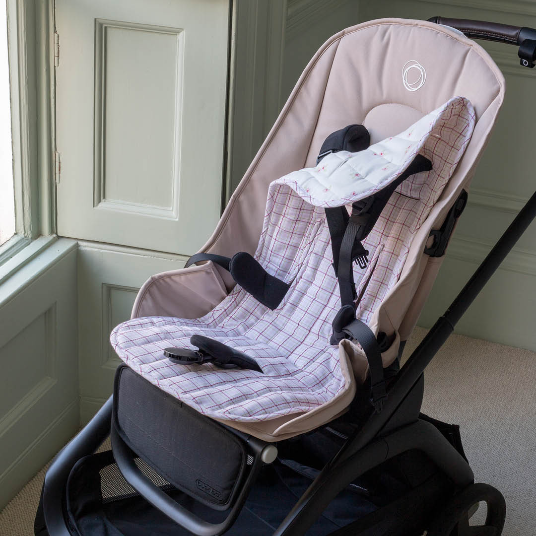 Avery Row Pram Liner - Anemone/Pink Check