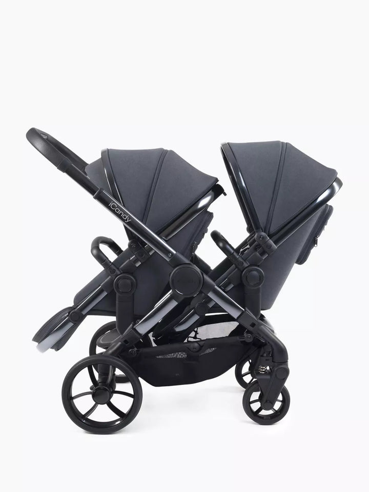 iCandy Peach 7 Double Pushchair Bundle - Phantom/Dark Grey