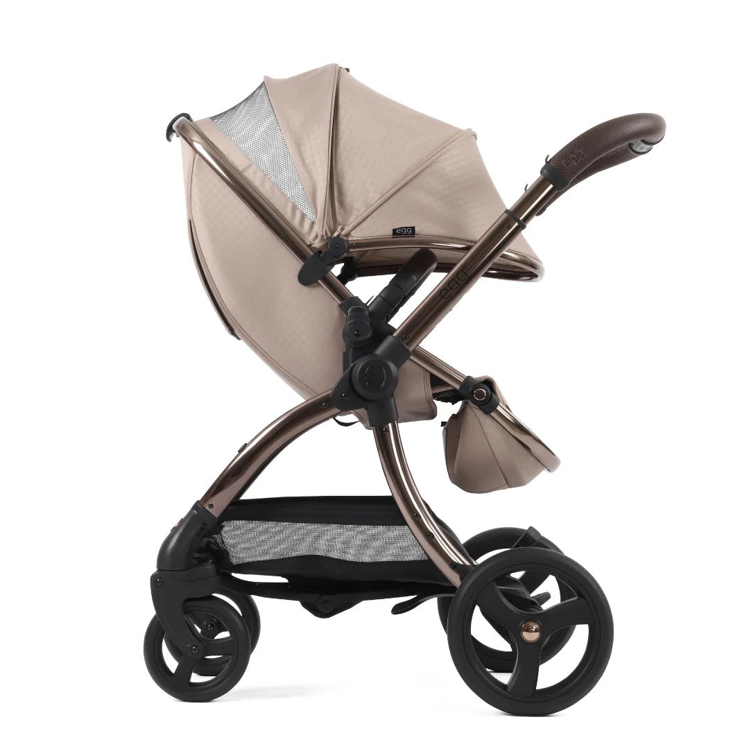 Egg3, Cybex Cloud T (Black) + Base T Travel System- Houndstooth Almond