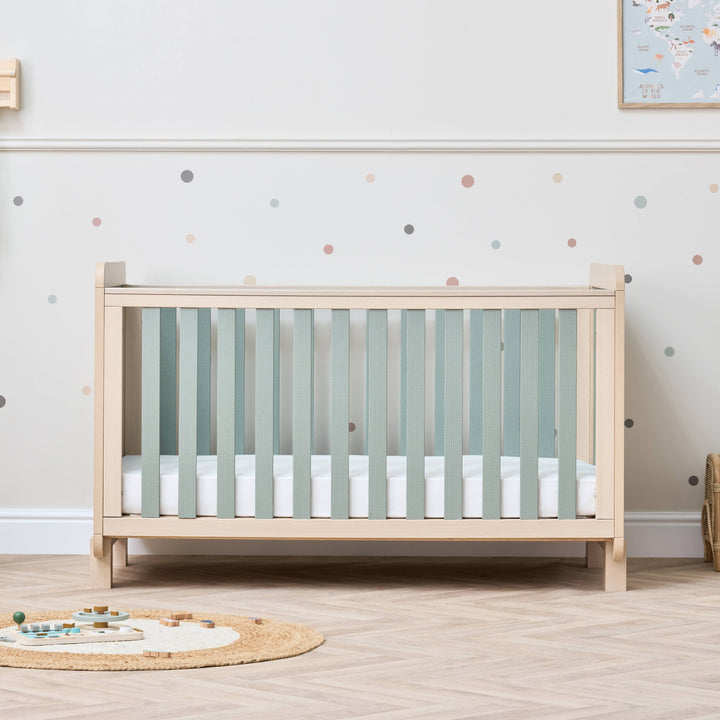 Tutti Bambini Kuba Cot Bed - Pickled Oak & Sage Weave