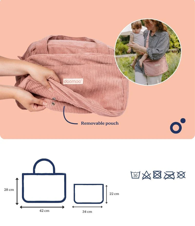 Doomoo Corduroy Soft Changing Bag - Pink