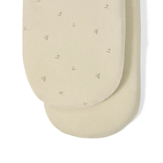 The Little Green Sheep Organic Moses Basket Fitted Sheets - Floral