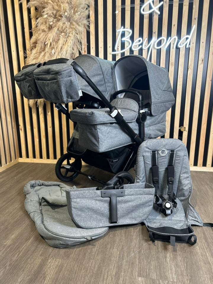 PRE LOVED Bugaboo Donkey 5 Duo - Black/Grey Melange + Accessories