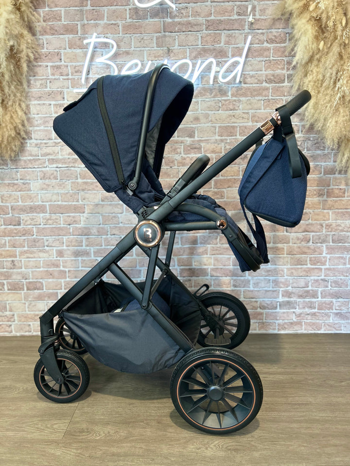 EX DISPLAY Babymore Chia Travel System Coco with Base - Midnight Blue