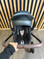 PRE LOVED Cybex Priam 3in1 Travel System + EX DISPLAY COT LUX - Sepia Black on Rose Gold