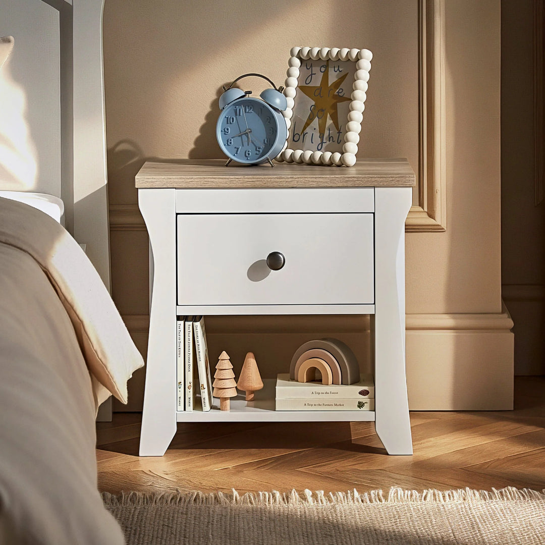 CuddleCo Clara Bedside Table - White & Ash