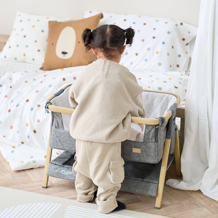 Tutti Bambini CoZee Mini Me Play Crib - Oak & Charcoal