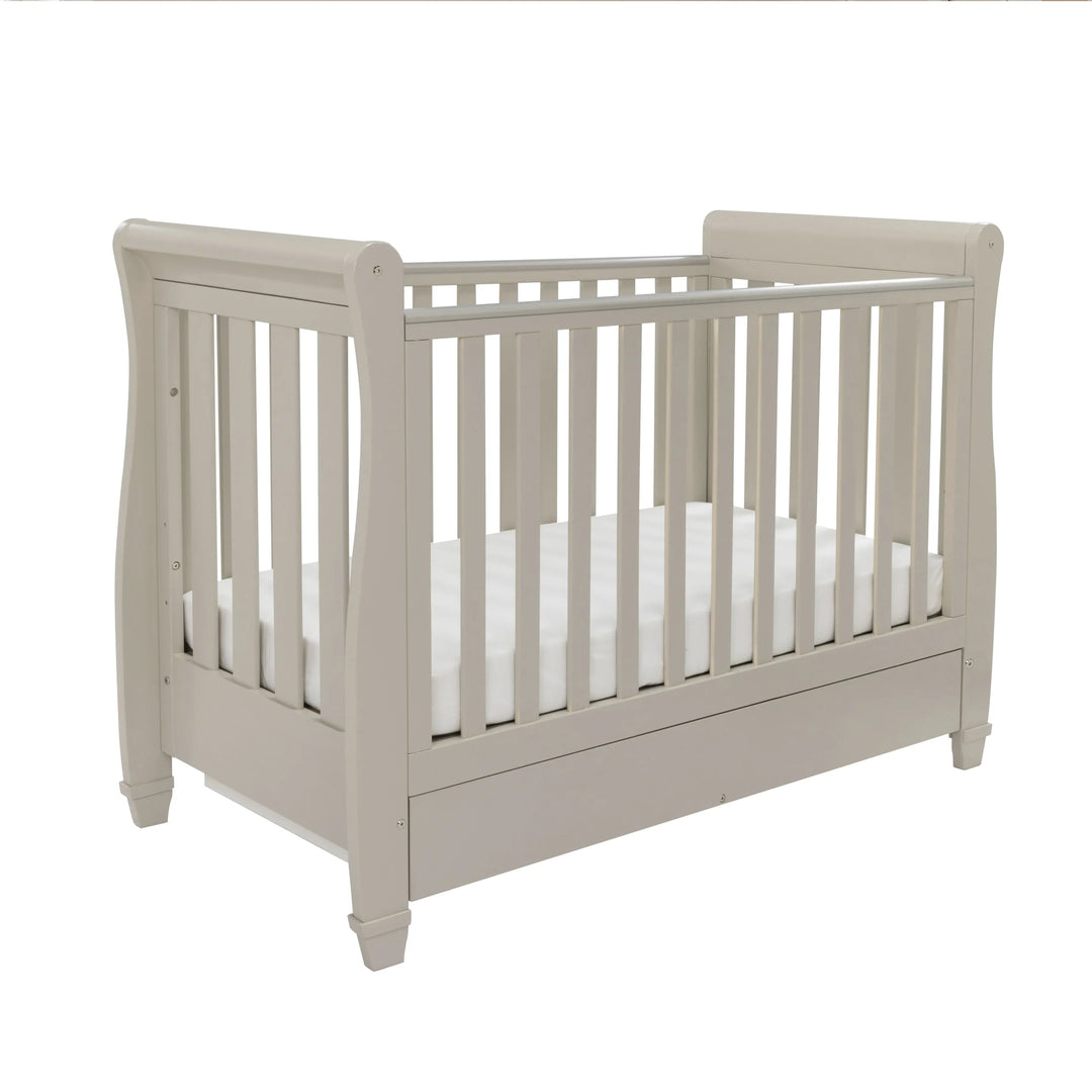 Babymore Eva Sleigh Cot Bed with Drawer – Cashmere