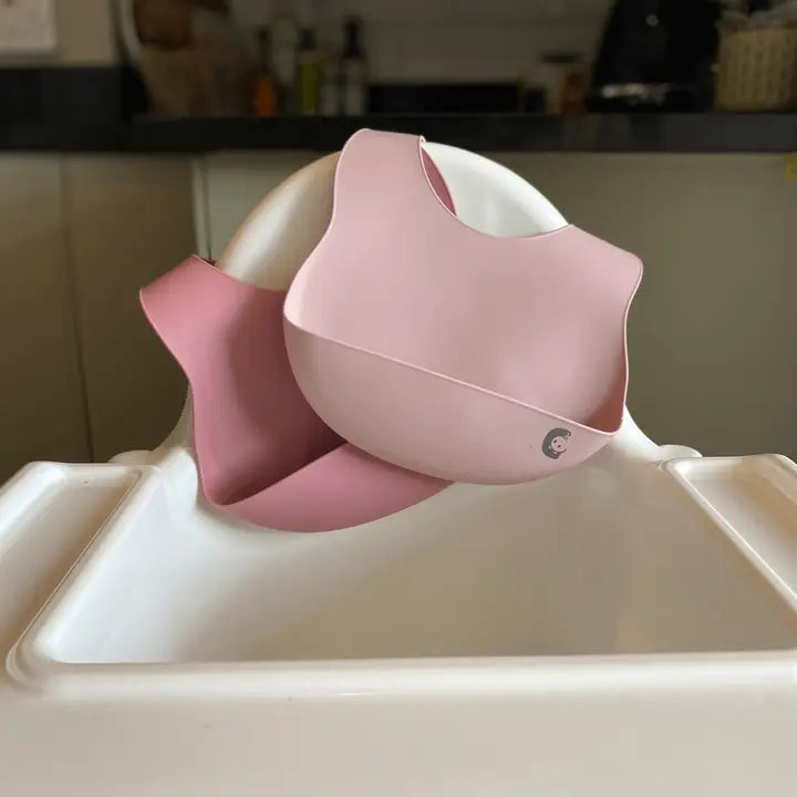 Cheeky Chompers Silicone Feeding Bibs - Dusky Pink & Deep Rose 2 Pack