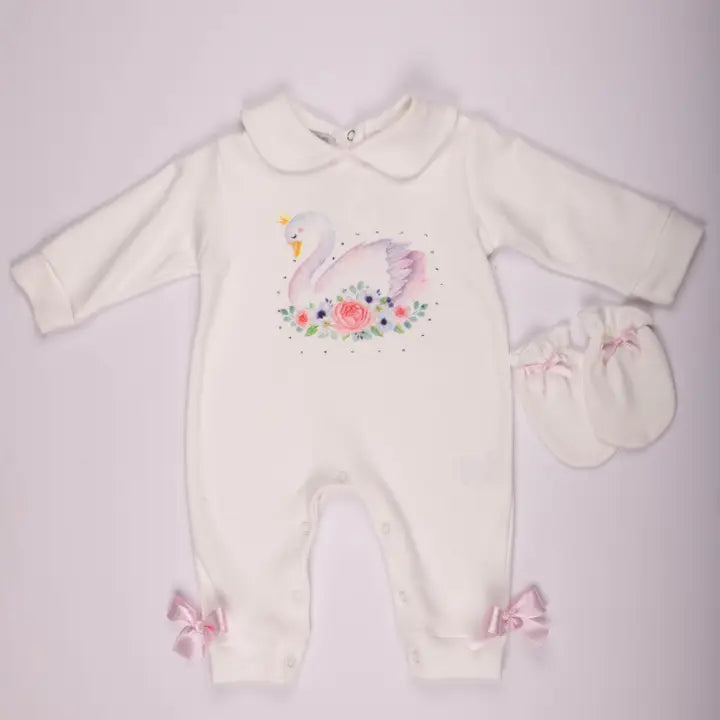 Beau Kid Swan Princess Sleepsuit & Mittens Set