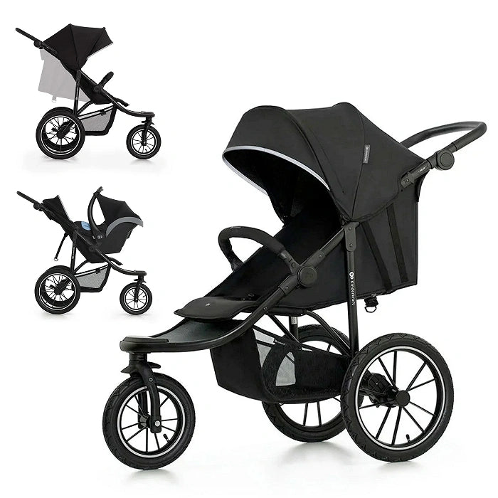 Kinderkraft Helsi2 3-Wheeled All Terrain Pushchair - Black