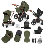 Ickle Bubba Stomp Luxe 12 Piece Cirrus Travel System + Isofix Base - Woodland Bronze/Tan