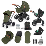 Ickle Bubba Stomp Luxe 12 Piece Cirrus Travel System + Isofix Base - Woodland Black/Tan