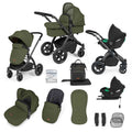 Ickle Bubba Stomp Luxe 12 Piece Cirrus Travel System + Isofix Base - Woodland/Black/Black
