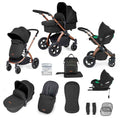 Ickle Bubba Stomp Luxe 12 Piece Cirrus Travel System + Isofix Base - Midnight/Bronze/Black