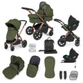 Ickle Bubba Stomp Luxe 12 Piece Cirrus Travel System + Isofix Base - Woodland Bronze/Black