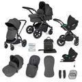 Ickle Bubba Stomp Luxe 12 Piece Cirrus Travel System + Isofix Base - Charcoal Grey/Black/Black