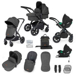 Ickle Bubba Stomp Luxe 12 Piece Cirrus Travel System + Isofix Base - Charcoal Grey/Black/Black