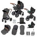 Ickle Bubba Stomp Luxe 12 Piece Cirrus Travel System + Isofix Base - Charcoal Grey/Black/Tan