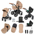 Ickle Bubba Stomp Luxe 12 Piece Cirrus Travel System + Isofix Base - Desert Black/Tan