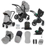 Ickle Bubba Stomp Luxe 12 Piece Cirrus Travel System + Isofix Base - Pearl Grey/Black/Black