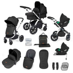 Ickle Bubba Stomp Luxe 12 Piece Cirrus Travel System + Isofix Base - Midnight/Silver/Black