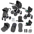 Ickle Bubba Stomp Luxe 12 Piece Cirrus Travel System + Isofix Base - Charcoal Grey/Silver/Black