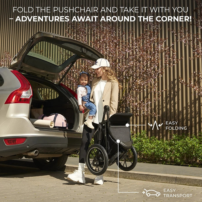 Kinderkraft Helsi2 3-Wheeled All Terrain Pushchair - Black