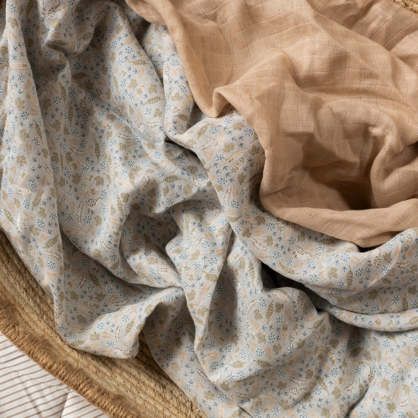 Avery Row Extra Large Organic Baby Muslins, Set of 2 - Nature Trail/Natural