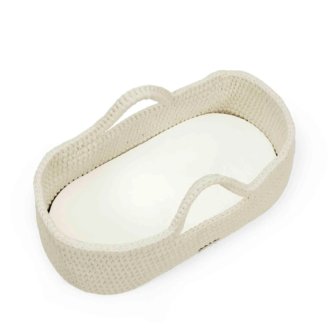 Ickle Bubba Nova Crochet Moses Basket + White Stand - Cloud
