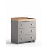 EX DISPLAY Little Acorns Malmo Changing Drawers & Wardrobe Duo - Grey/Oak COLLECTION ONLY