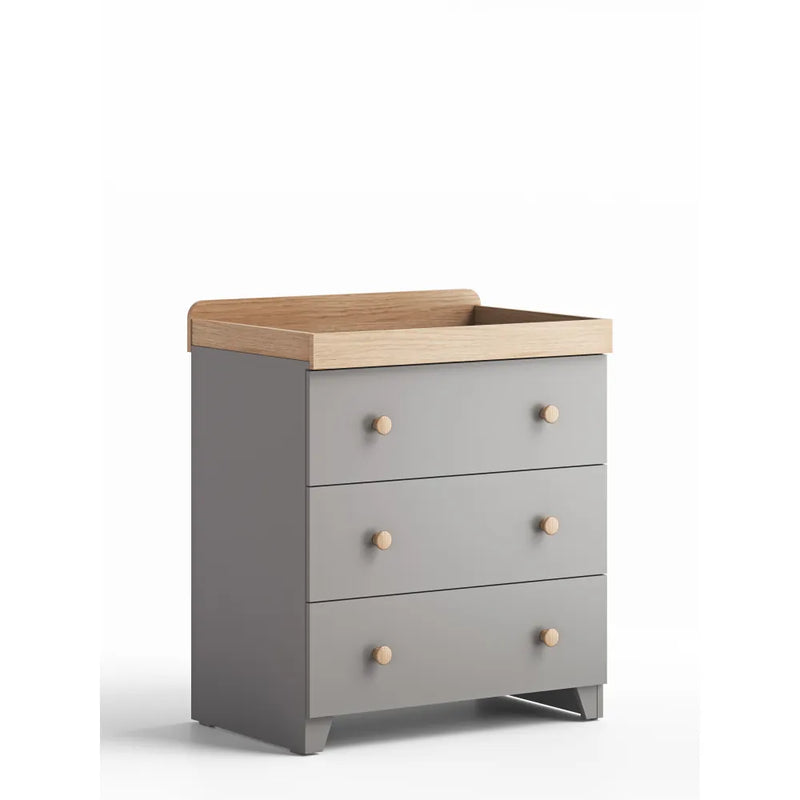 EX DISPLAY Little Acorns Malmo Changing Drawers & Wardrobe Duo - Grey/Oak COLLECTION ONLY